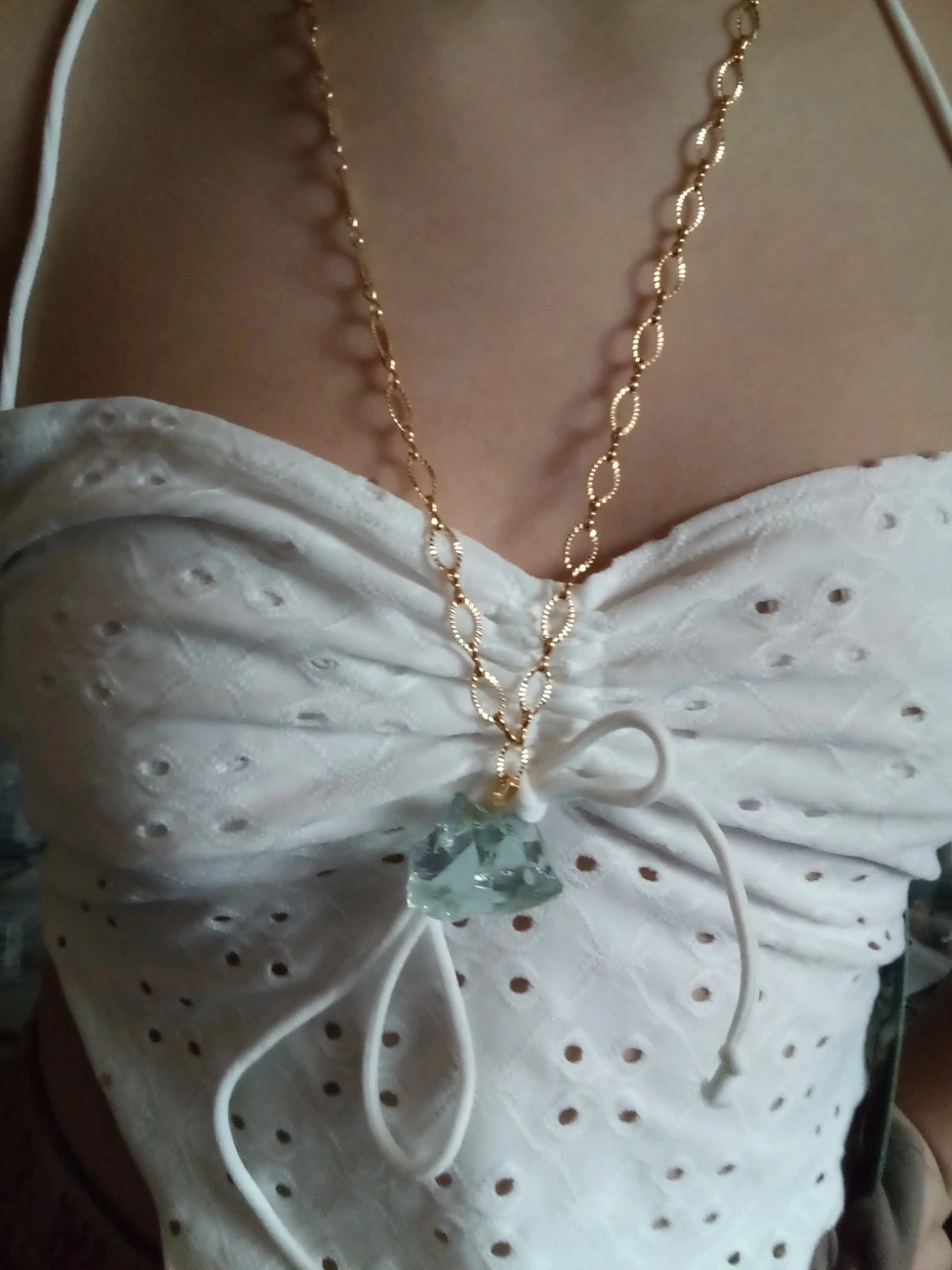 Collier sautoir avec pierre naturelle bleue aigue marine – photo 5